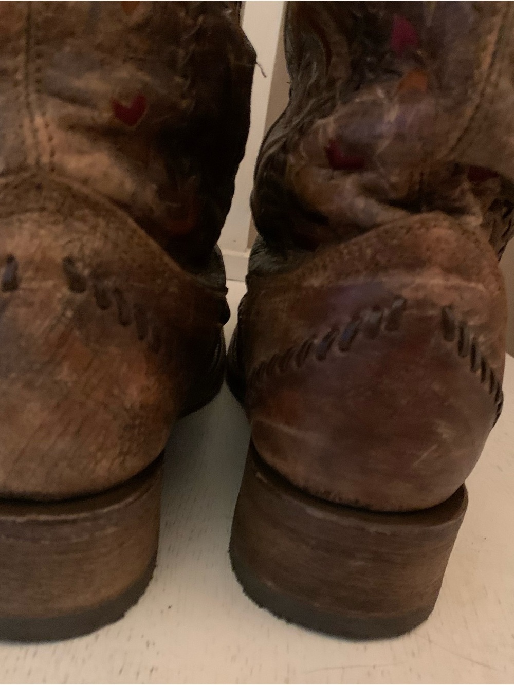 Corral Brown Leather Western Heeled Boots with Turquoise Lining - Picture 12 of 12